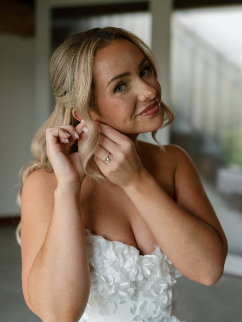 Romantic bridal portrait in natural window light by a Columbus Ohio wedding photographer.