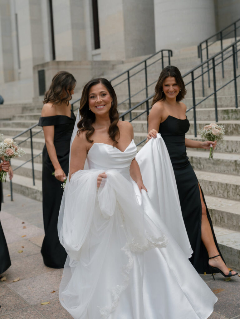 Bride smiling at The Ellis captured by Columbus Ohio wedding photographer Stevie J Davis.