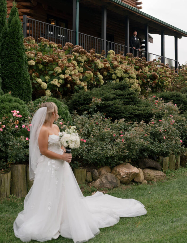 Bride posing in her gown at an outdoor location in Wyandot County, Ohio.